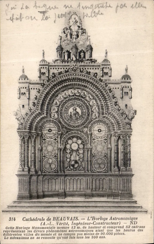 Kathedrale von Beauvais — Die Astronomische Uhr — A.-L. Vérité, Ingenieur-Bauherr — Nr. 314 - Vorderseite