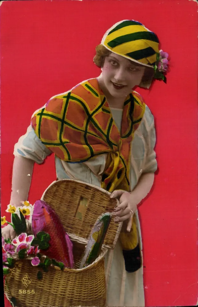 Młoda kobieta z koszykiem — wydawca Fratrication Française, nr 5855 - Awers