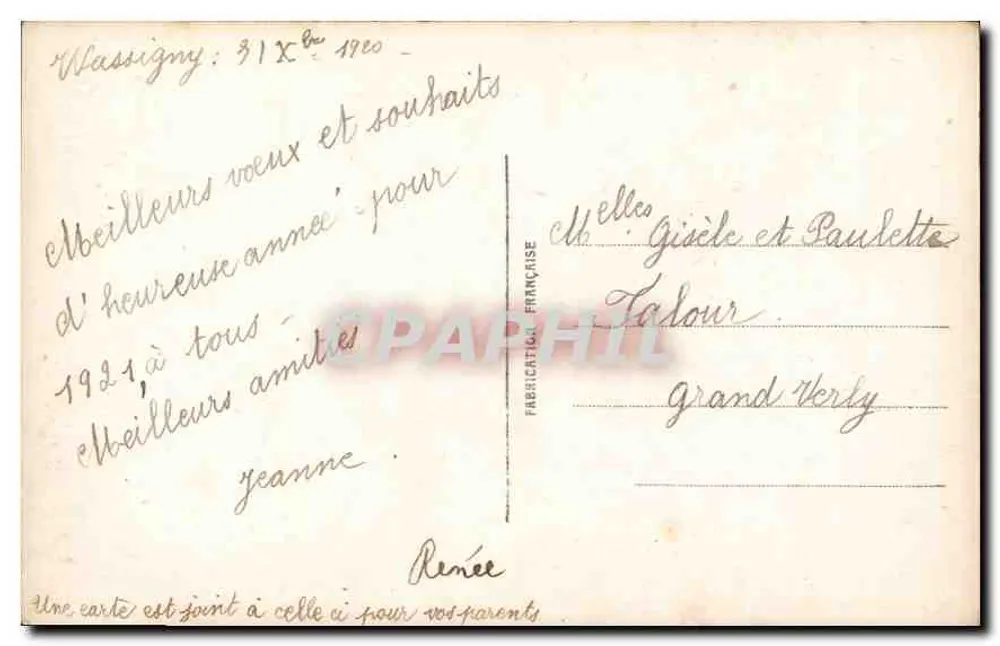 Jovem mulher sorridente — com buquê de tulipas — Bannière Renée - Verso