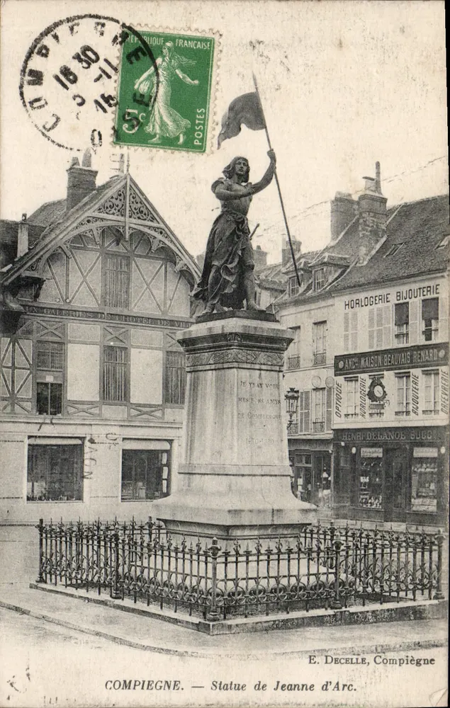 Compiegne — Statue der Jeanne d'Arc — E. Decelle, Compiègne - Vorderseite