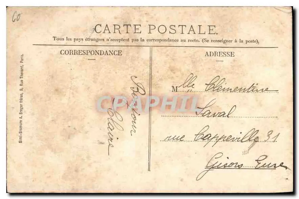 Ermenonville - Château côté Nord — Vignon fils, Verlag, Senlis - Rückseite