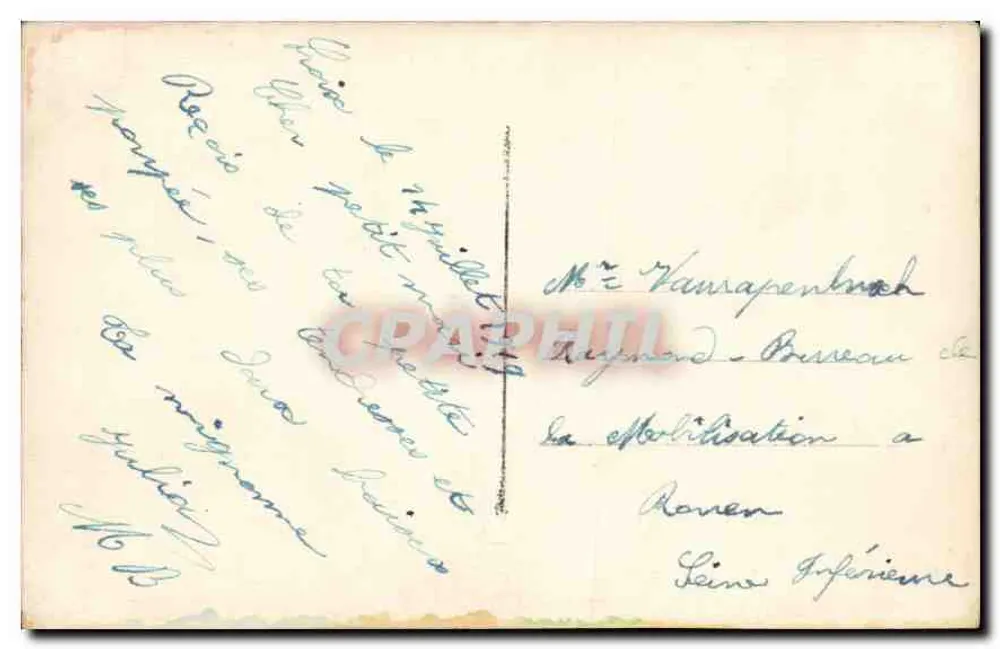Jovem mulher em vestido azul decorado com flores — WD CARIS 1254 — selo 15c República Francesa - Verso