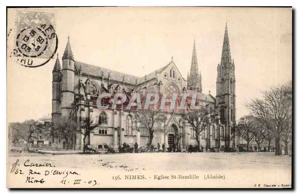 Nîmes - Igreja de São Baudille (Abside) — B.F. Chalon & Sades, n° 156 - Frente