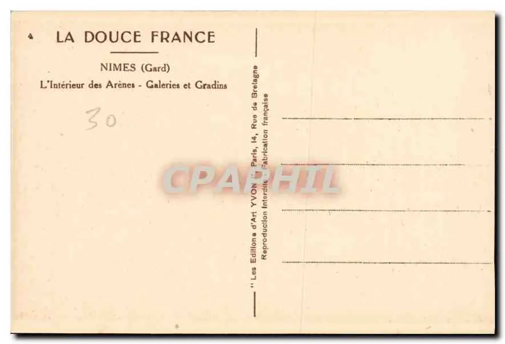 Nîmes (Gard) — Innenansicht der Arenen — Galerien und Gradins — Yvon - Rückseite