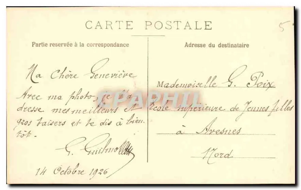 Homem idoso na entrada de um prédio — foto emoldurada — datada 14 de outubro de 1926 - Verso