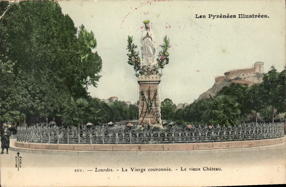 Lourdes — Die gekrönte Jungfrau — Das alte Schloss — Les Pyrénées Illustrées, n°201 - Vorderseite