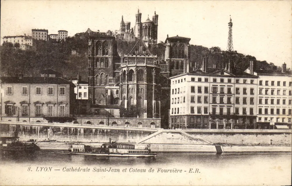 LYON — Kathedrale Saint-Jean und Coteau de Fourvière — E.R. - Vorderseite