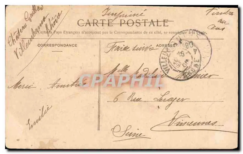 Lyon — Buste de J. Soulary (Place Saint-Clair) — éditeur NANCY, n° 120 - Verso