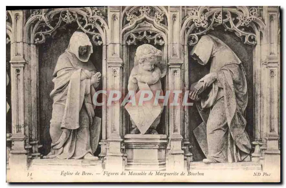 Kirche von Brou — Figuren des Mansolée von Marguerite de Bourbon — ND Phot - Vorderseite