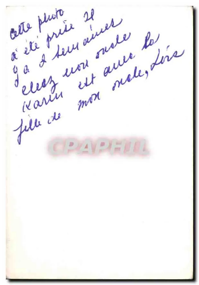 Mulher e criança — cena de rua — carta postal antiga - Verso