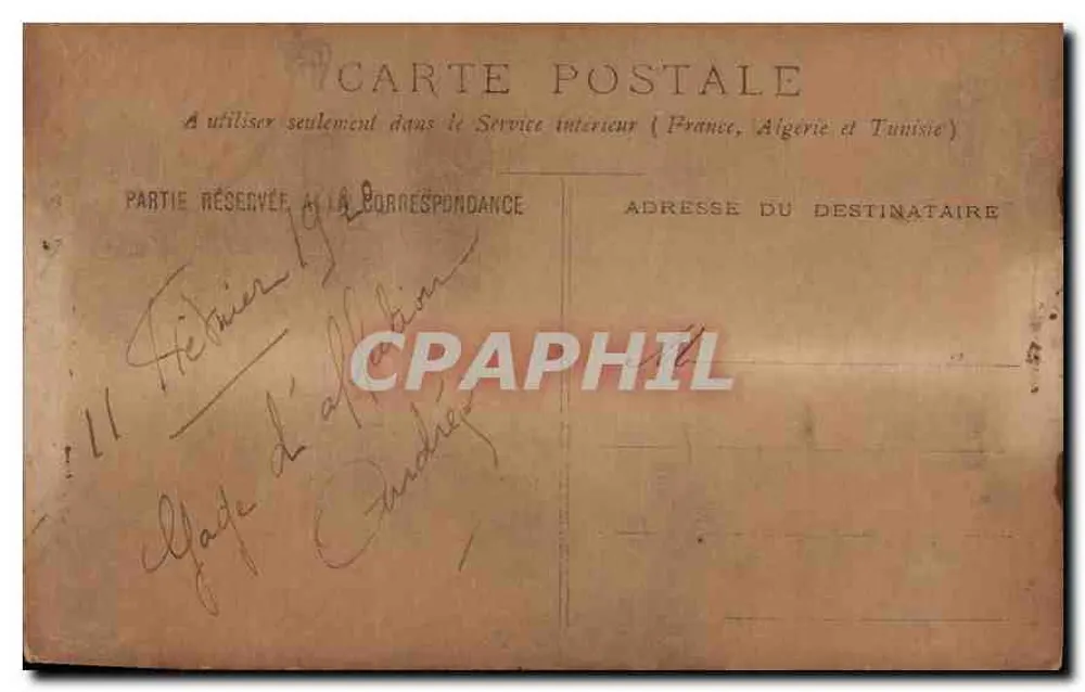 Retrato de um casal — época 1910 — Carta postal francesa - Verso