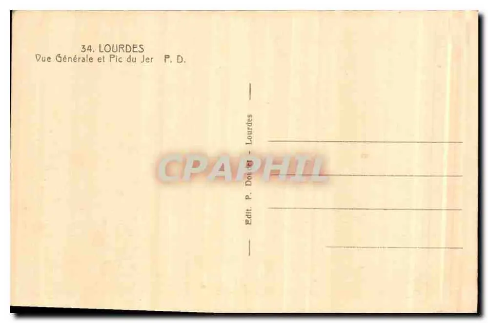Lourdes — Vista Geral e Pic du Jer — Doucet - Verso