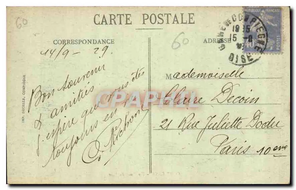 Compiègne - Um Canto do Parque — Decoella, editor - Verso