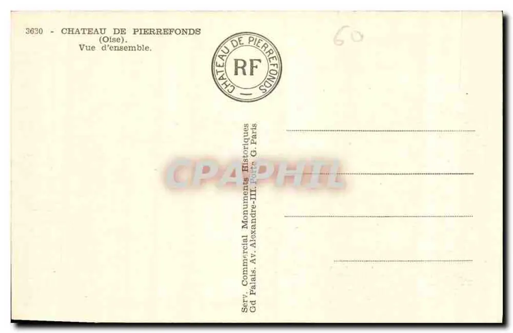 Castelo de Pierrefonds — Vista geral — Serv. Comercial Monuments Historiques, Paris - Verso