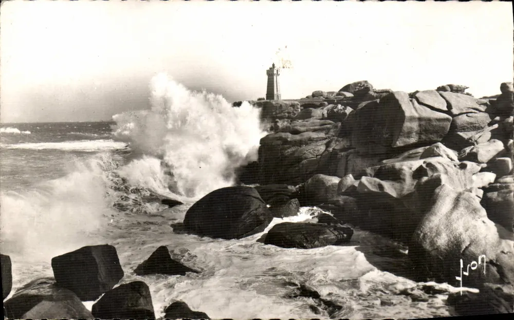 PLOUMANAC'H in PERROS-GUIREC — Sturm angreift den Leuchtturm — Éditions d'Art Baudoin, B. 511 - Vorderseite