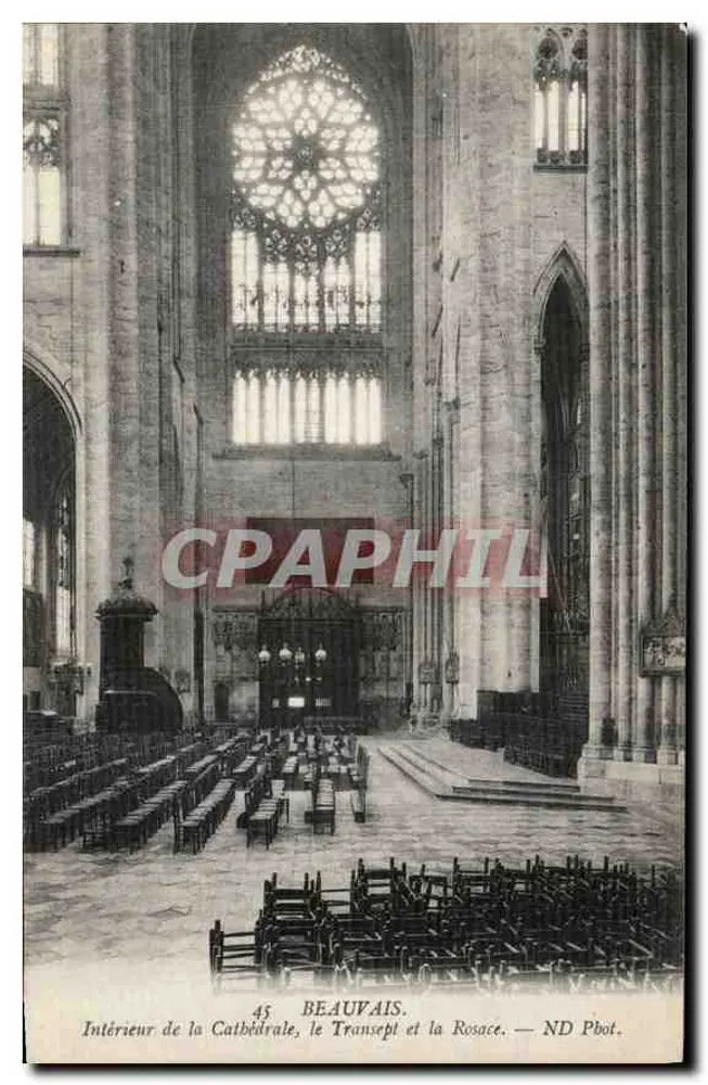 Beauvais — Innenansicht der Kathedrale, der Querhaus und die Rosefenster — ND Pbot. - Vorderseite