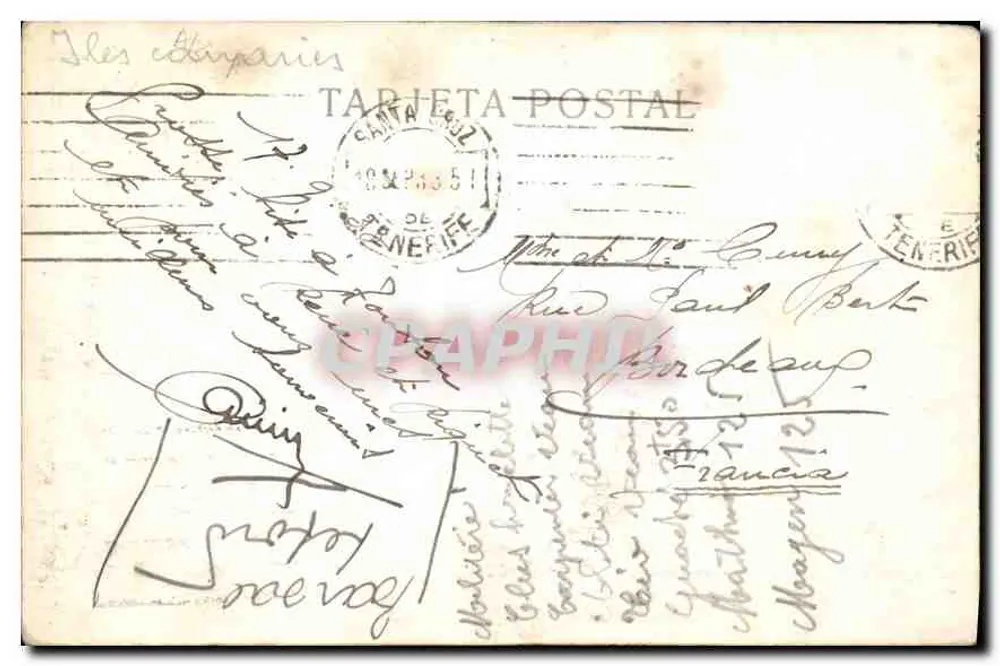 Tenerife. Ein Wagen — Verleger: M. 73. Mearphes - Rückseite