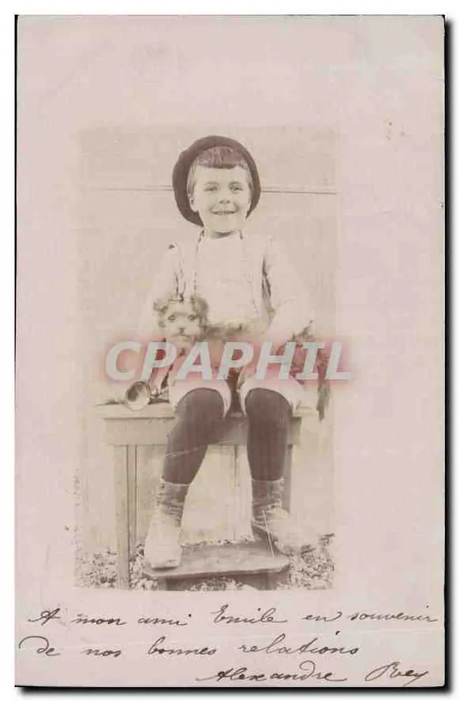 Bambino con cane — Società Lamière, Lione — numero di serie non visibile - Recto