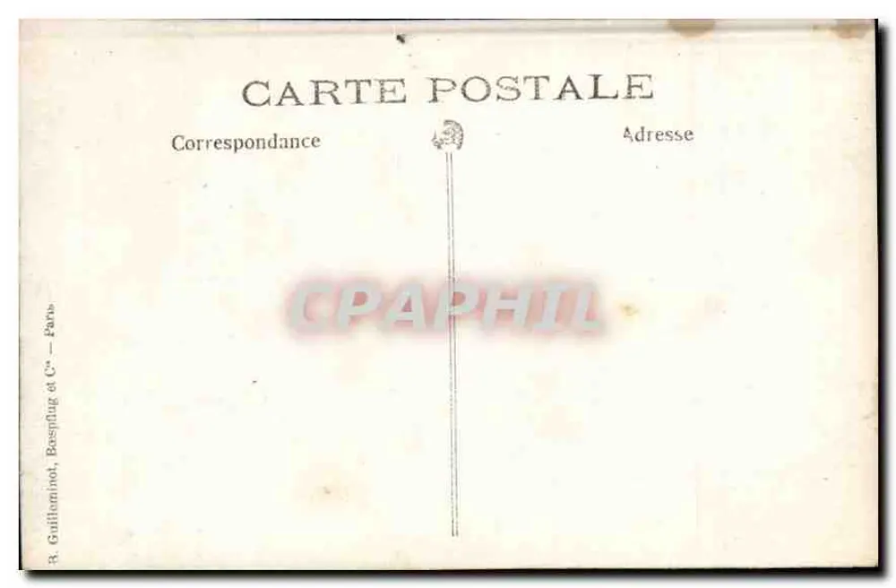 Ruinen eines Gebäudes — drei Männer vor einem gotischen Portal — R. Guilletanhot, Bosiflag & C° — Paris - Rückseite