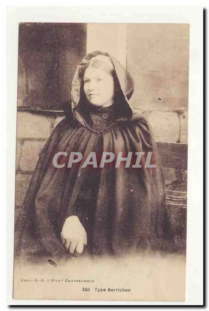 Mulher com capuz — retrato — Coll. G. G. & Fils, Chatraurock, Tipo Berrichon n°350 - Frente