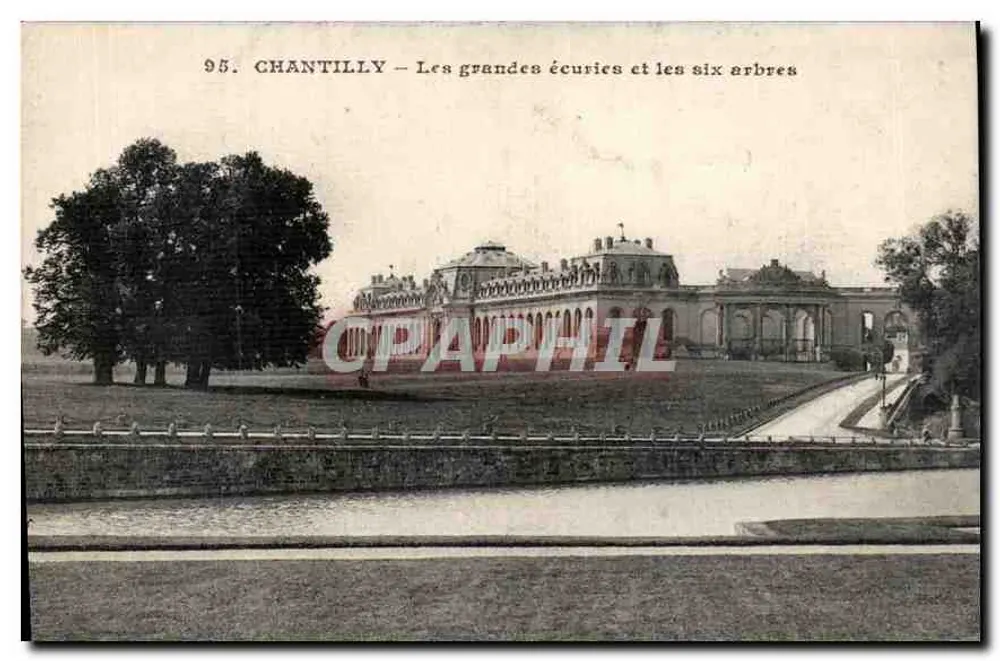 Chantilly — Die großen Ställe und die sechs Bäume — Héliotypie A. Bourdier Versailles - Vorderseite