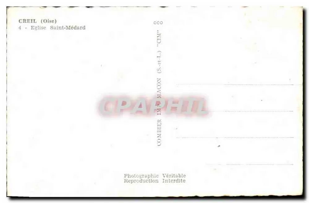 Creil (Oise) — Kerk van Sint Medard — Comber Imprimeur - Achterkant