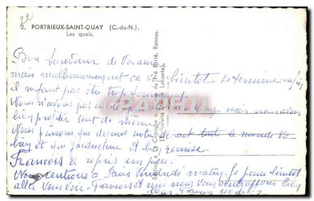 Portrieux-Saint-Quay — Die Kais — Der Storch - Rückseite