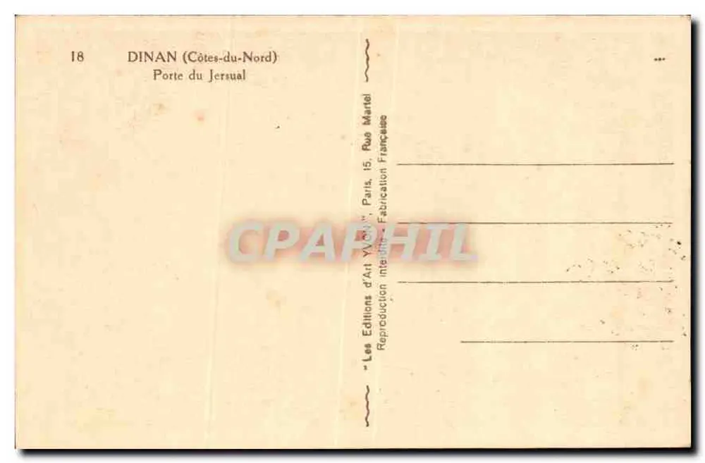 Porte du Jersual — Dinan (Côtes-du-Nord) — Éditions d'Art Yvon, Paris - Rückseite