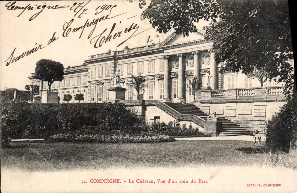 Compiegne — Il Castello, Vista di un angolo del Parco — Decelle, Compiègne - Recto