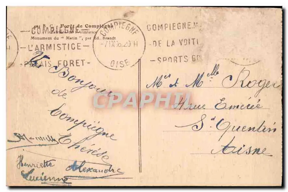 Monument des « Matin » — Compiegne — Verlag Ed. Brandt - Rückseite