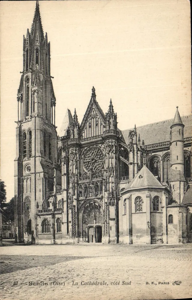 Senlis (Oise) - A Catedral, lado Sul - B.F., Paris - Frente