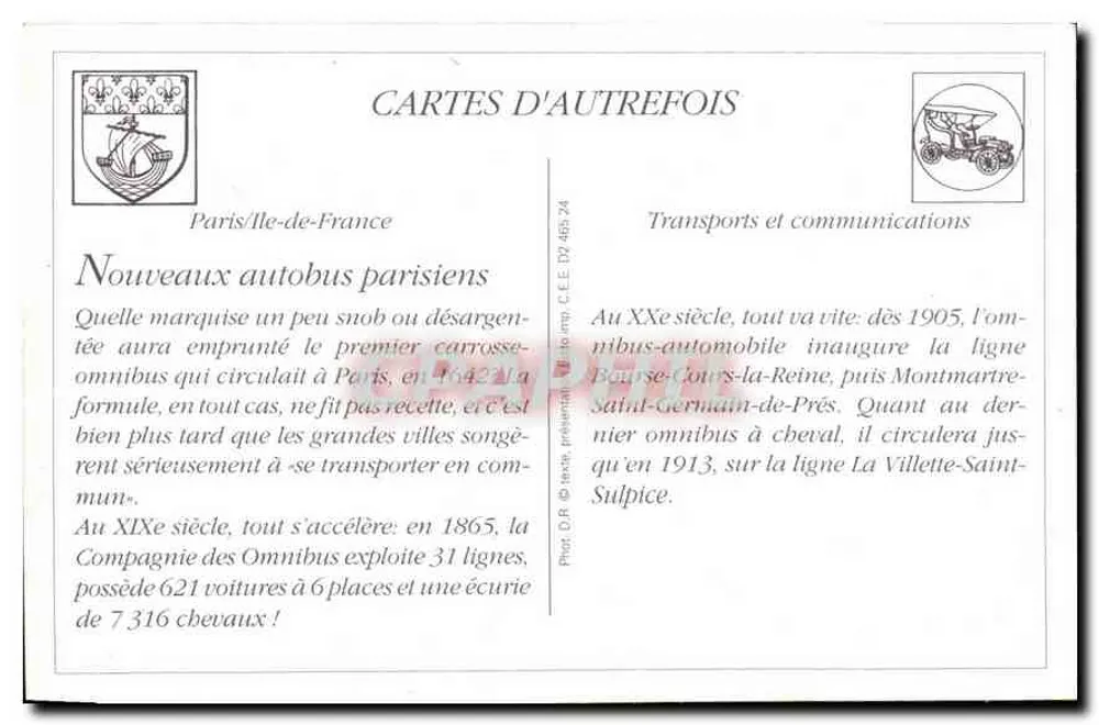 Os novos ônibus parisienses — Compagnie des Omnibus — n° 73 - Verso