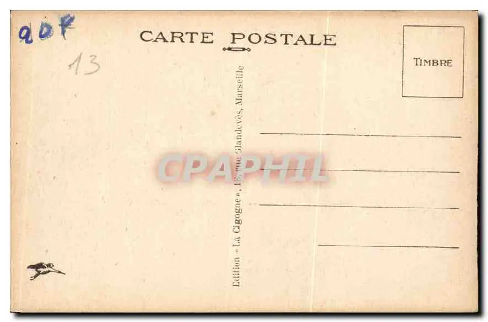 Marselha — A Catedral — Edição La Cigogne, Marselha - Verso