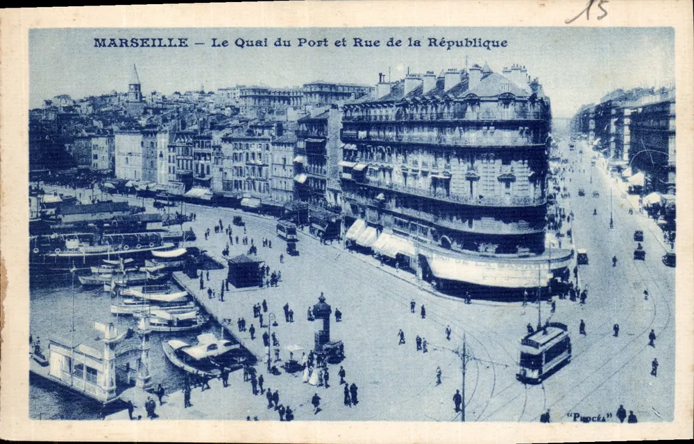 MARSEILLE — Der Kai des Hafens und Rue de la République — Verlag Procká - Vorderseite