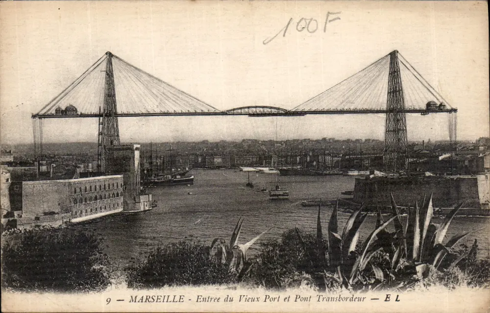 Marseille — Eingang zum Alten Hafen und Transbordeur-Brücke — E L - Vorderseite