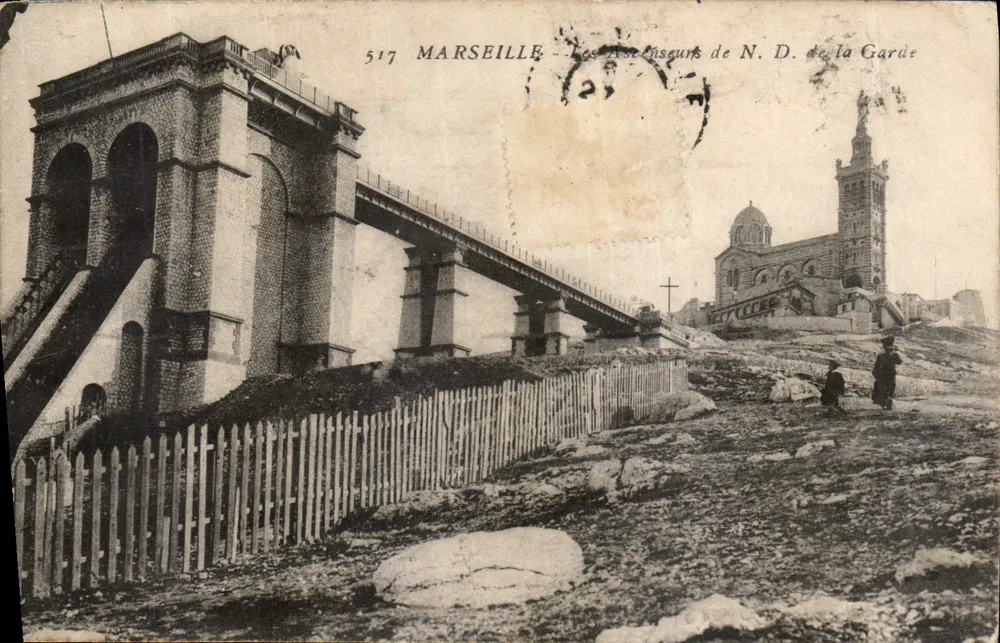 Marseille — Os Elevadores de N.D. de la Garde — editor desconhecido, n° 517 - Frente