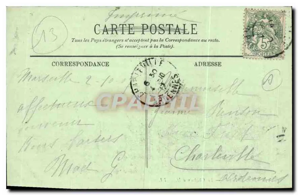 Marselha — O Castelo de If — LL. — 1905 - Verso