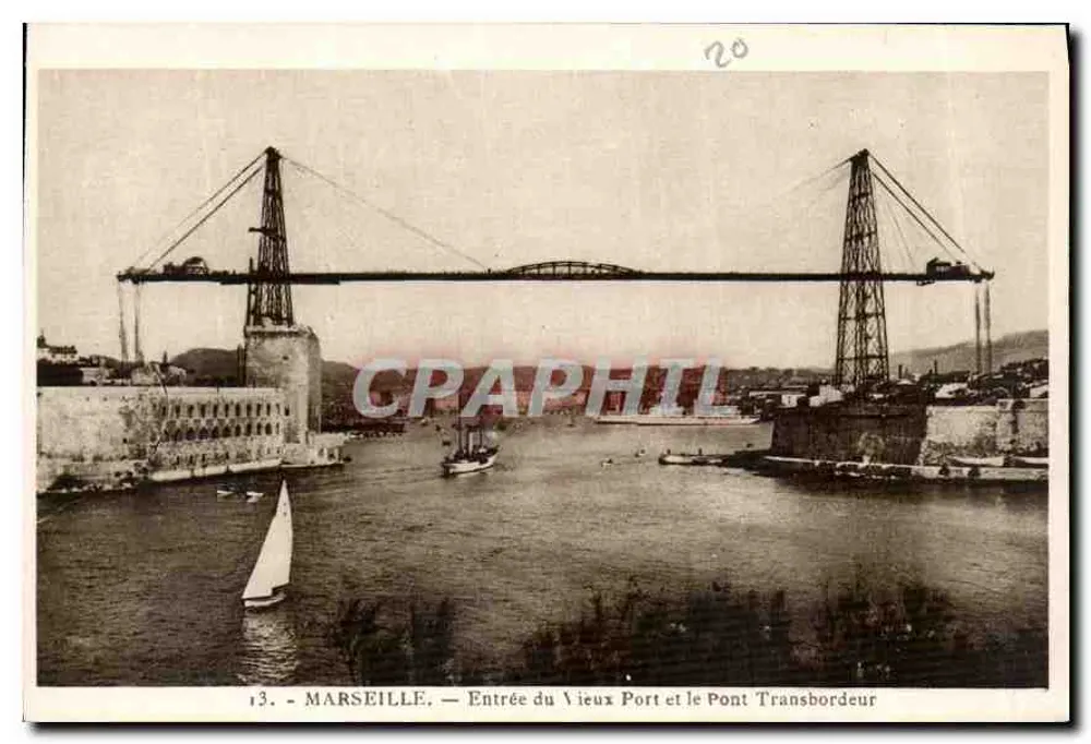 Marseille — Blick auf den Eingang zum Alten Hafen und die Transbordeur-Brücke — Edition « La Gigogne » - Vorderseite