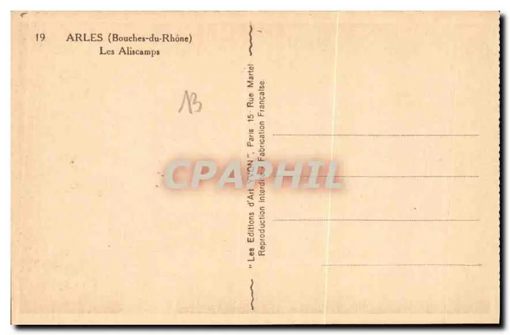 Les Aliiscamps — Arles (Bouches-du-Rhône) — Les Éditions d'Art Yvon, Paris - Verso