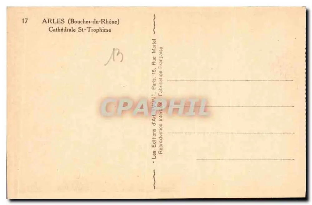 Arles (Bouches-du-Rhône) — Kathedrale Saint-Trophime — Éditions d'Art Lyon - Rückseite