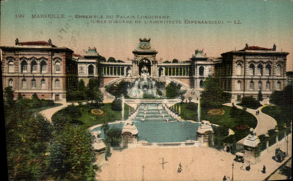 Marselha — Conjunto do Palácio Longchamp, obra-prima do arquiteto Esperandieu — LL - Frente