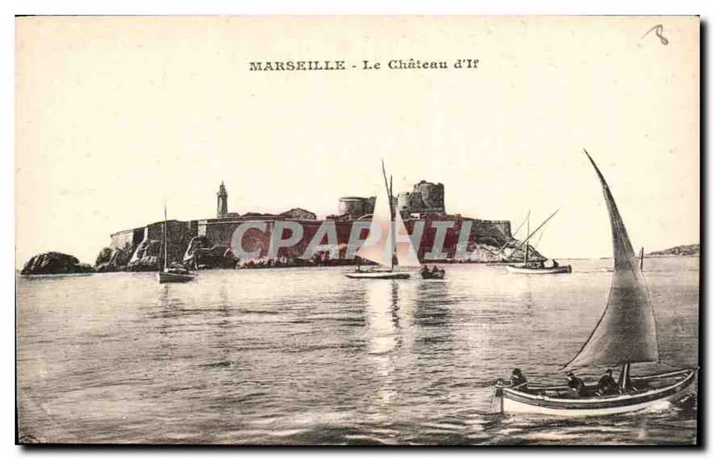 Marselha - O Castelo de If — vista marítima com barcos a vela - Frente