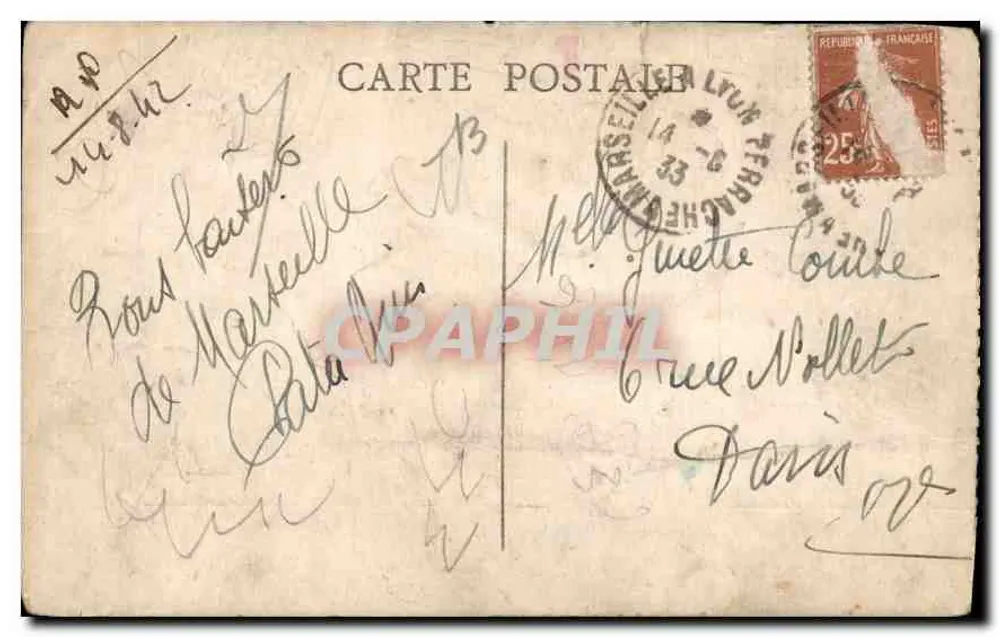 Marseille — A Porta de Aix — editor Rosset, n° 62 - Verso