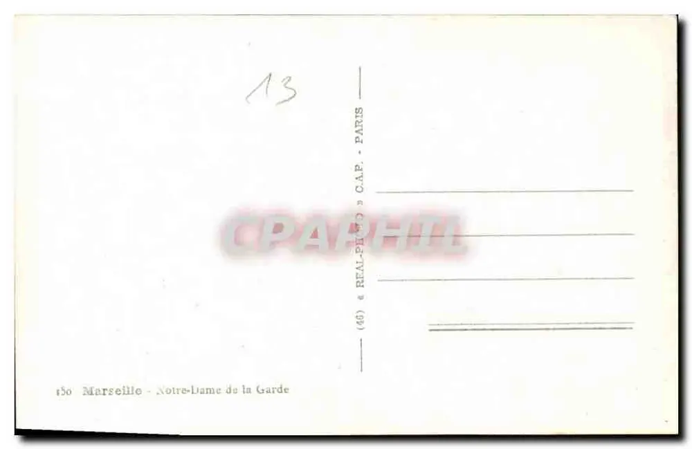 Marseille - Notre-Dame de la Garde — editor C.A.P. n°150 - Verso