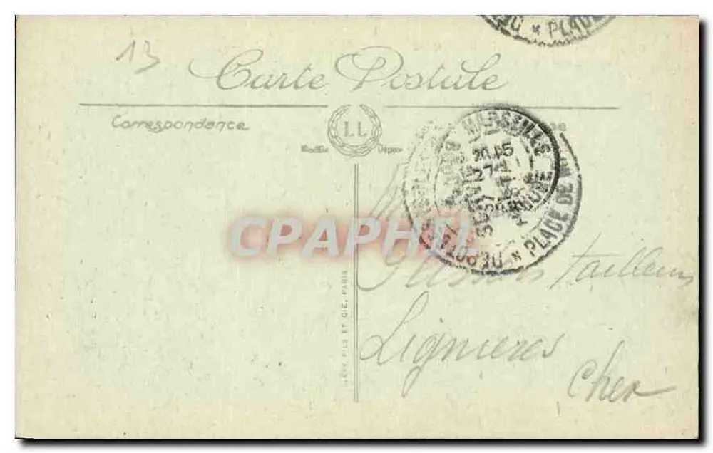 Marseille — Fontaine Cantlini und Avenue du Prado — unbekannter Verlag, Nr. 62 - Rückseite