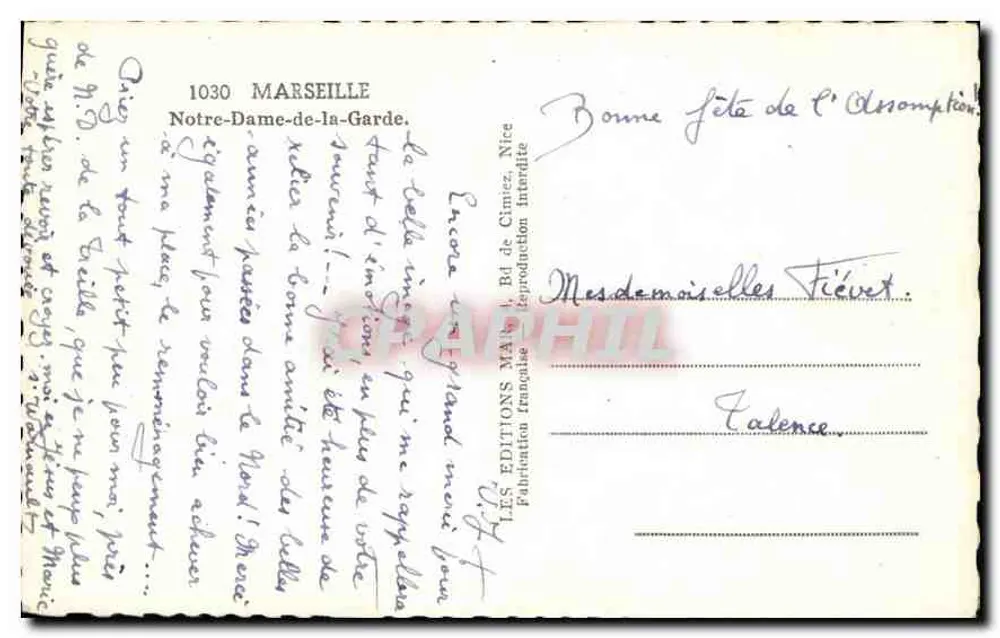 Notre-Dame-de-la-Garde — Marseille — Éditions françaises, Nice - Verso