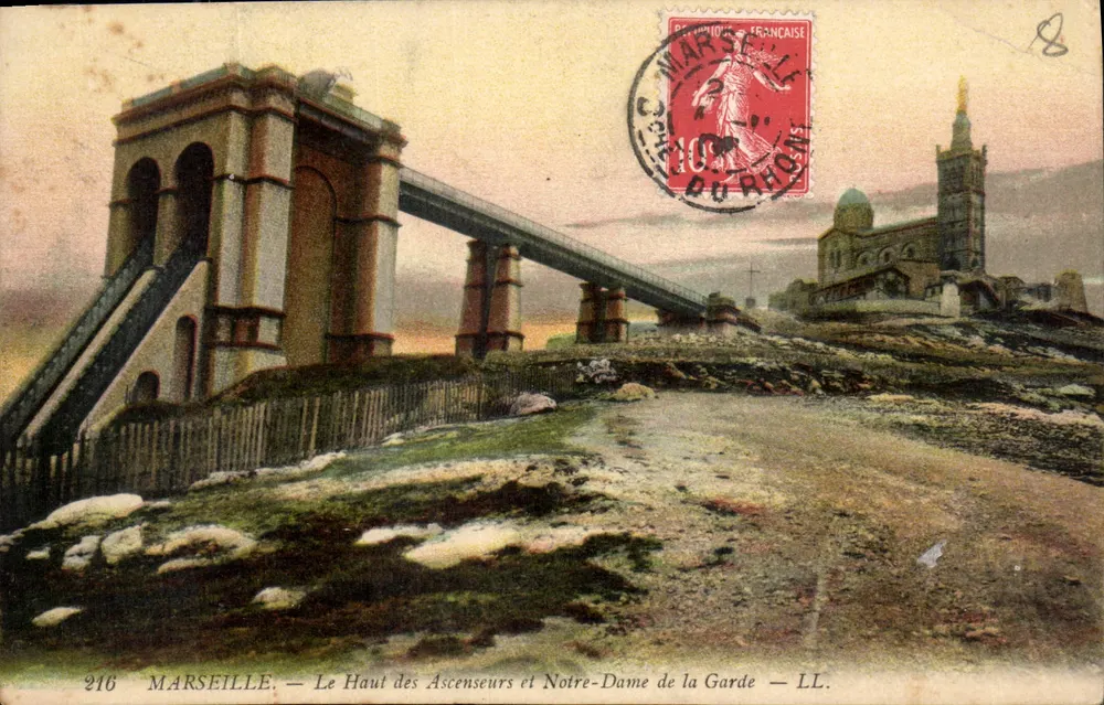 Marseille — Oben an den Aufzügen und Notre-Dame de la Garde — LL. Nr. 216 - Vorderseite