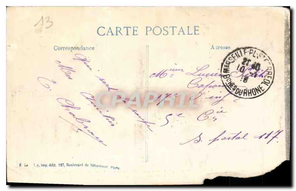 Marseille — Het Paleis van Justitie — uitgever K. Le, n° 54 - Achterkant