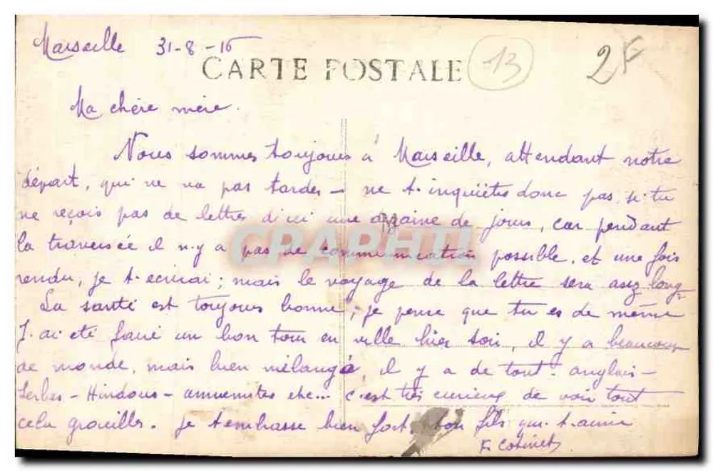 Marselha - O Palácio Longchamp - E.L. - Verso