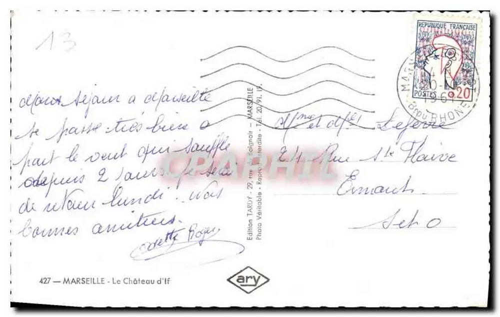 O Castelo d'If — Marselha — Edição Tardy - Verso